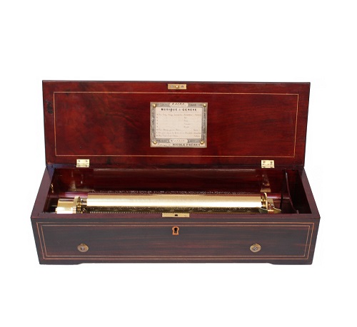 A fine Swiss rosewood eight air cylinder music box, Nicole Frères, circa 1860.
